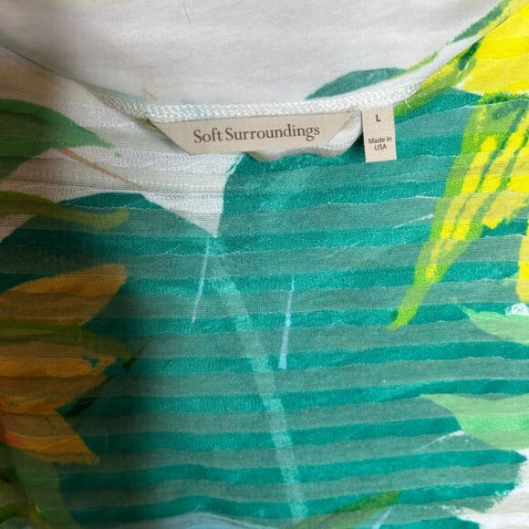 Softsurroundings Top Striped Tropical Bright Color Boat Neck Size L NEW - Picture 4 of 7
